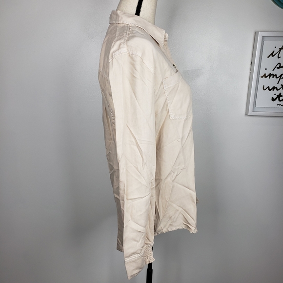 Serra Retreat by Joie Rucker Malibu Bluffs Buff Button Down Elastic Cuff Shirt S - Picture 3 of 16